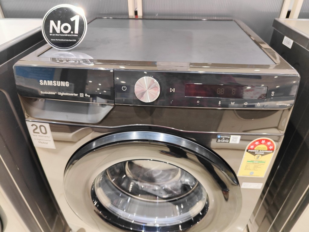 Close view of Samsung 8 kg 5 Star Front Load Washing Machine (WW80T504DAX1TL) touch panel